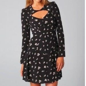 Rebecca Taylor ghost flower cut out silk dress vintage black floral
